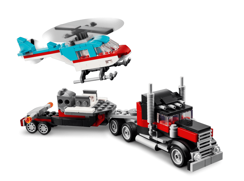 Flatbed Truck with Helicopter