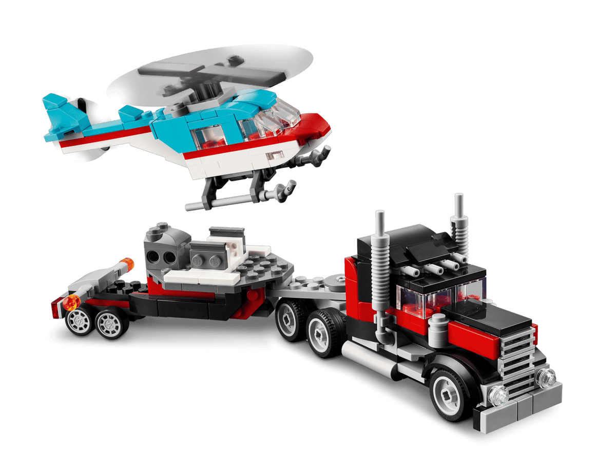 Flatbed Truck with Helicopter