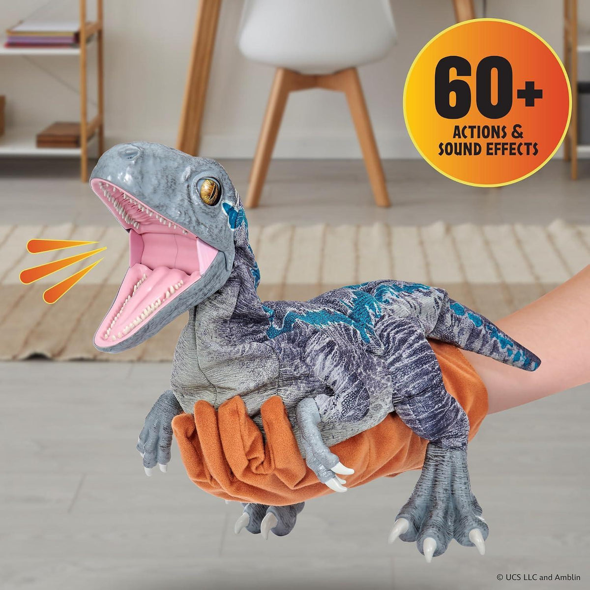 WOW! JURASSIC BABY BLUE RAPTOR PUPPETRONIC REAL