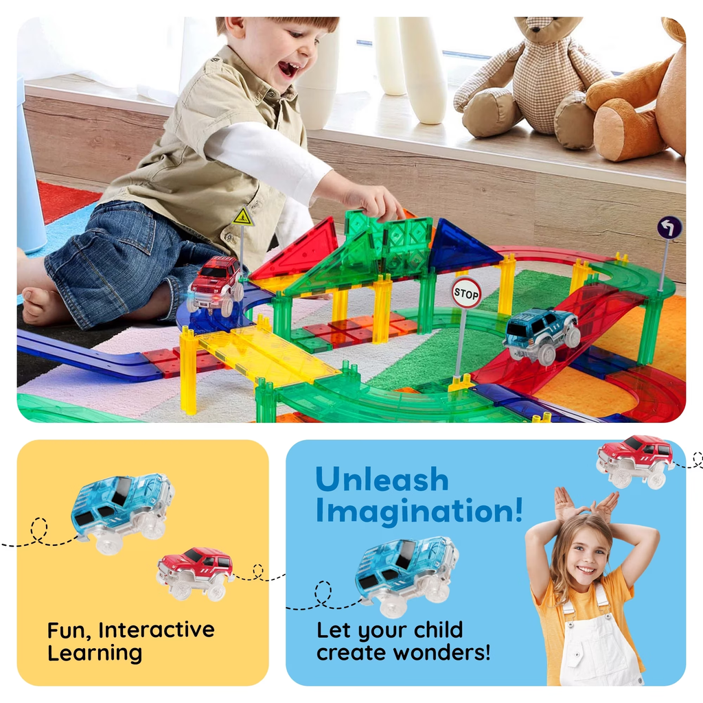 PicassoTiles 128pc Race Track Building Blocks