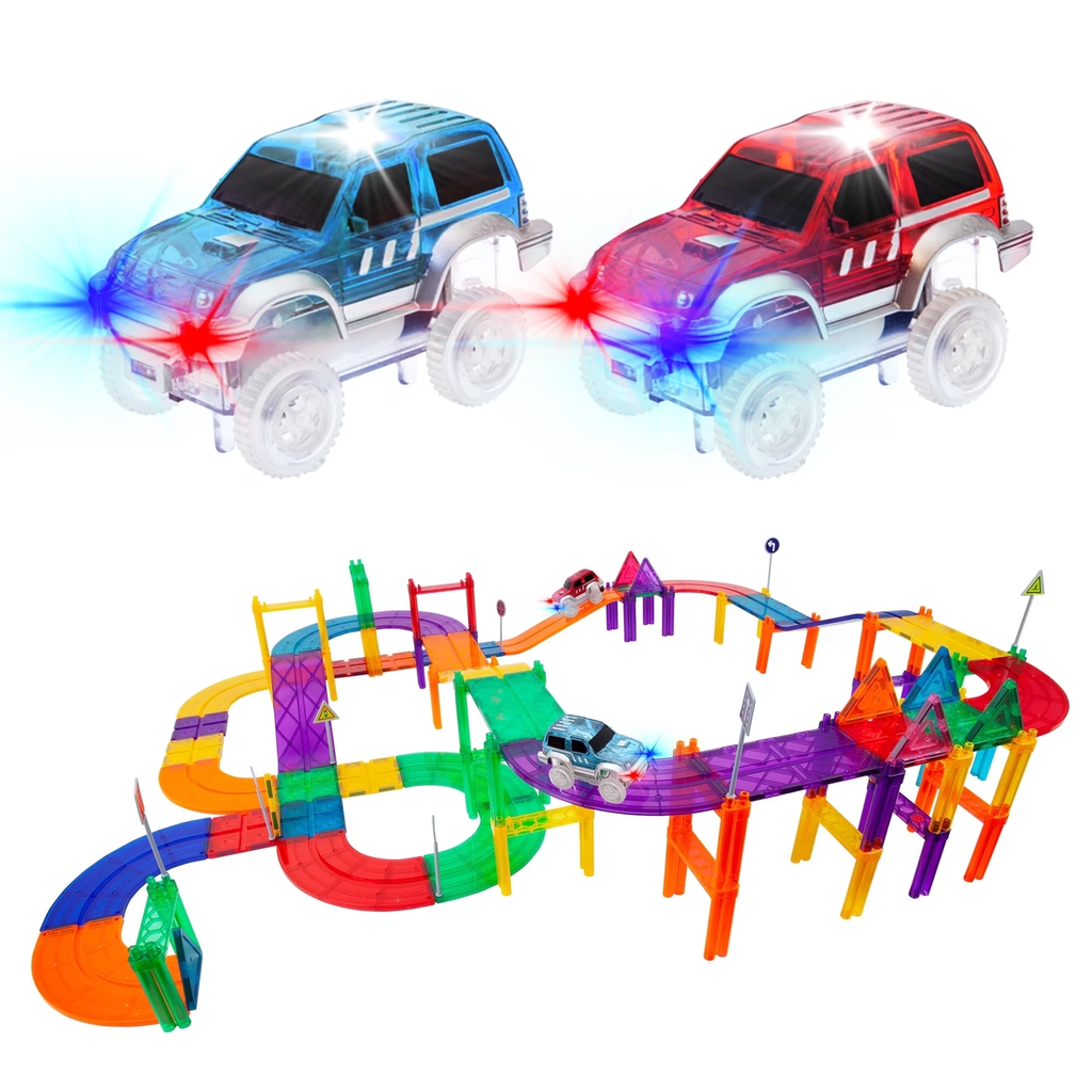 PicassoTiles 128pc Race Track Building Blocks
