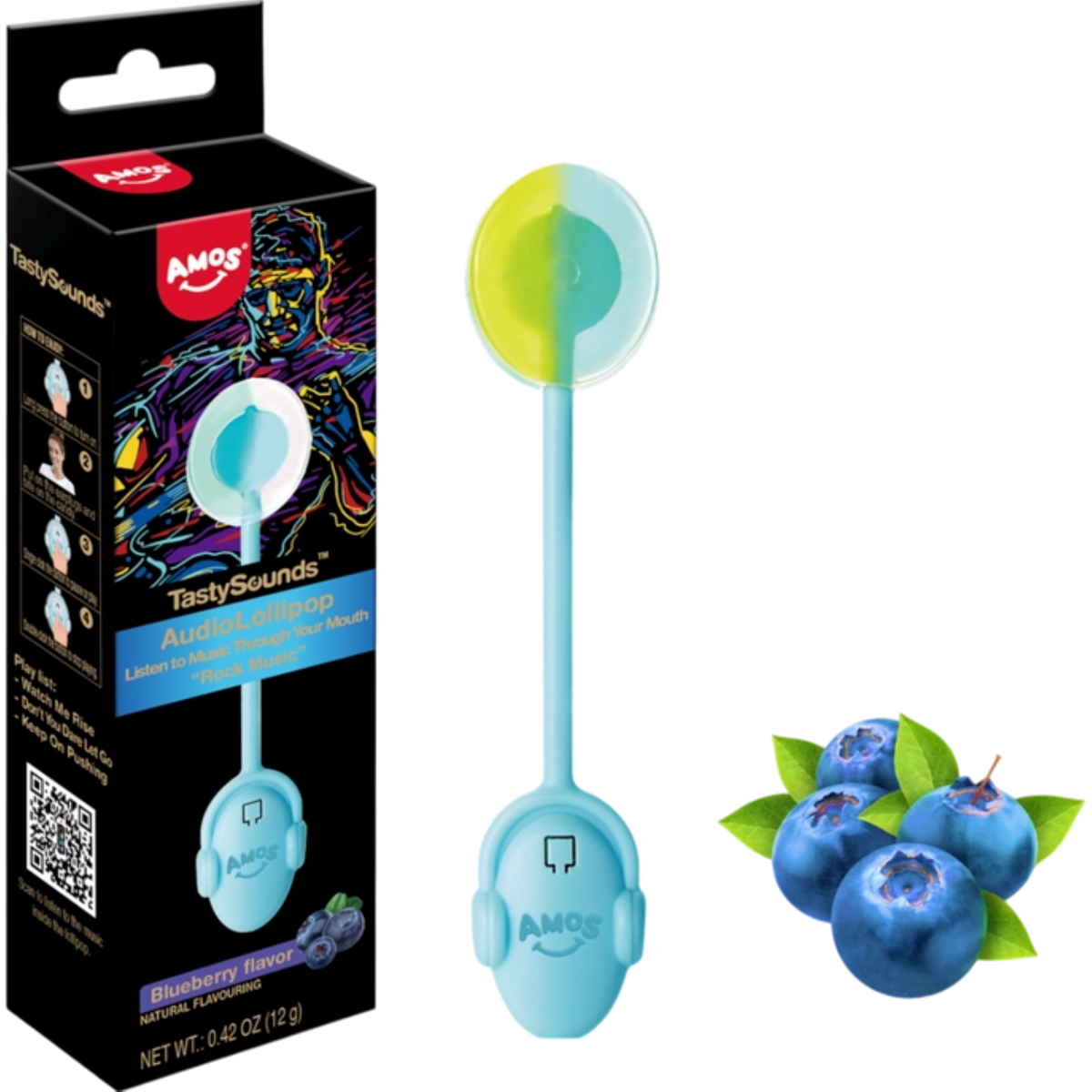 Amos Tasty Sounds Audio Lollipop - Blueberry