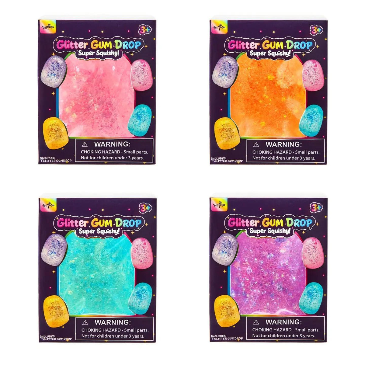 Sensory Toy Box: Squishy Glitter Gum Drops Stress Relief Fidget Toy (1pc)