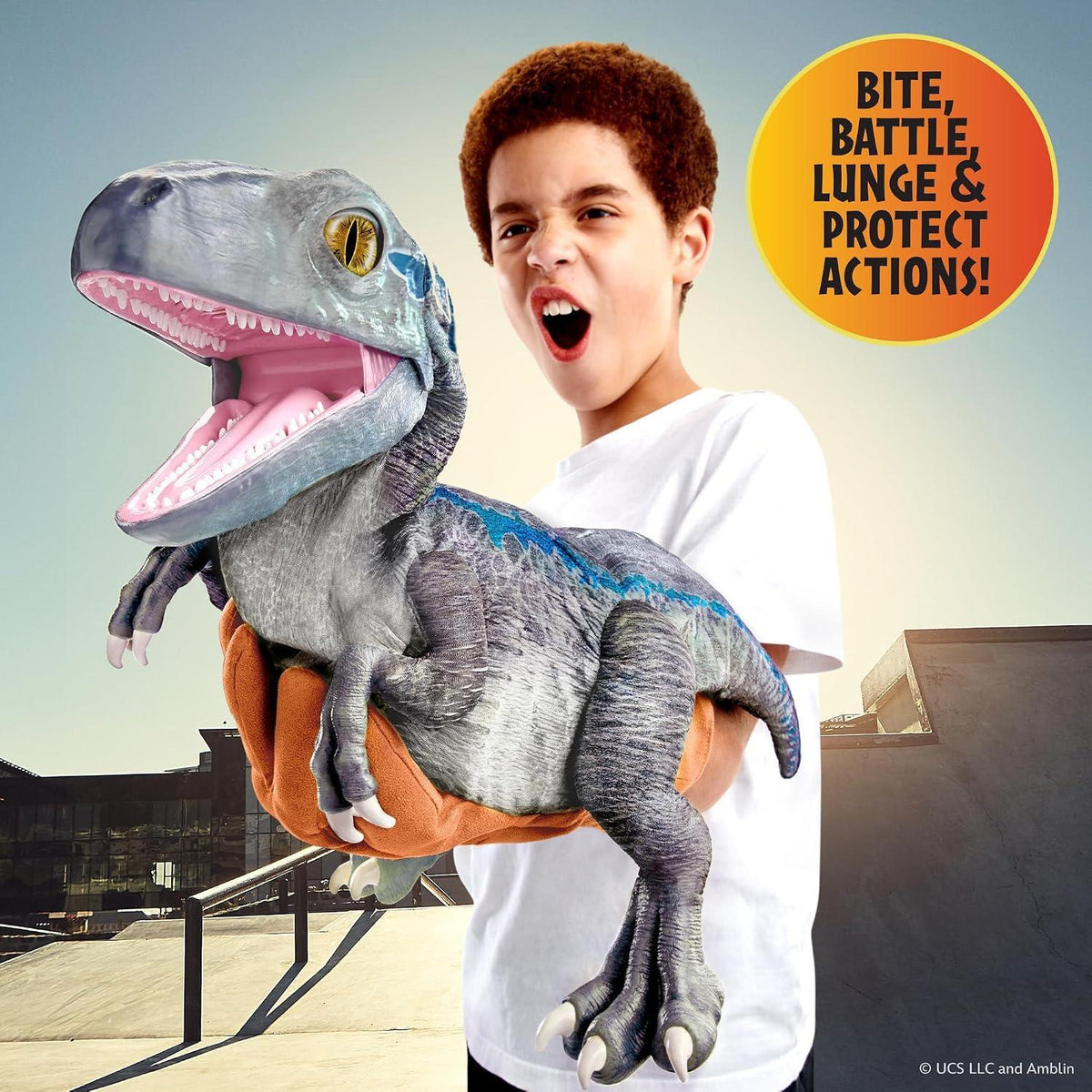 WOW! JURASSIC BABY BLUE RAPTOR PUPPETRONIC REAL