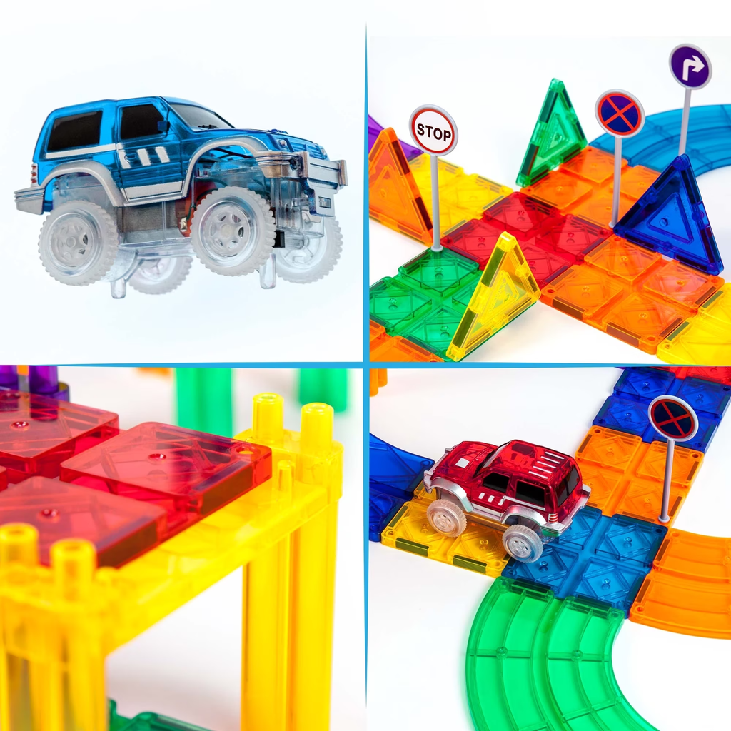 PicassoTiles 128pc Race Track Building Blocks