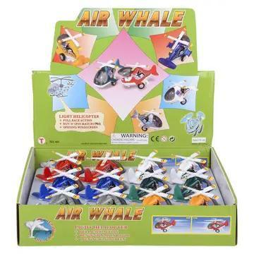4" DIECAST PULL BACK AIR WHALE
HELICOPTER (12PCS/D