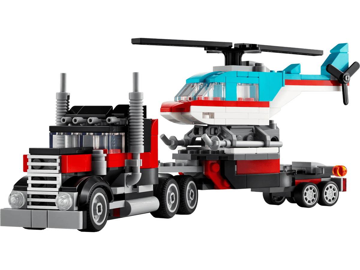 Flatbed Truck with Helicopter