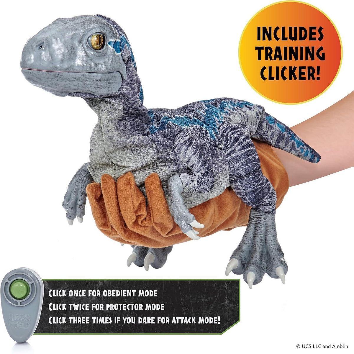 WOW! JURASSIC BABY BLUE RAPTOR PUPPETRONIC REAL