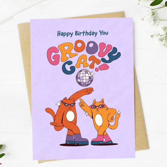 "Happy Birthday You Groovy Cat" Birthday Card